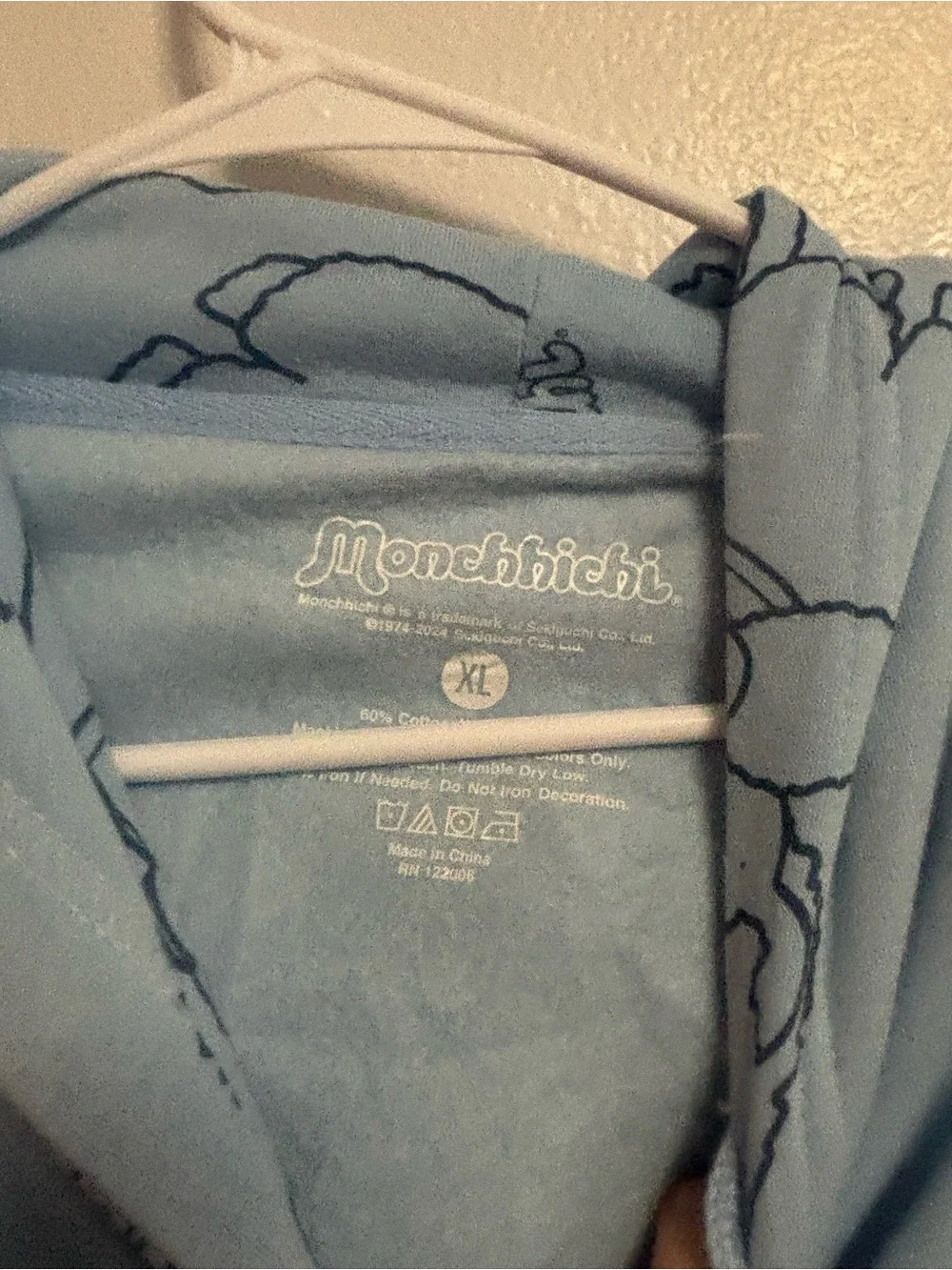 Monchhichi Light Blue Clown Graphic Hoodie — NWOT Women’s XL - Picture 2 of 5